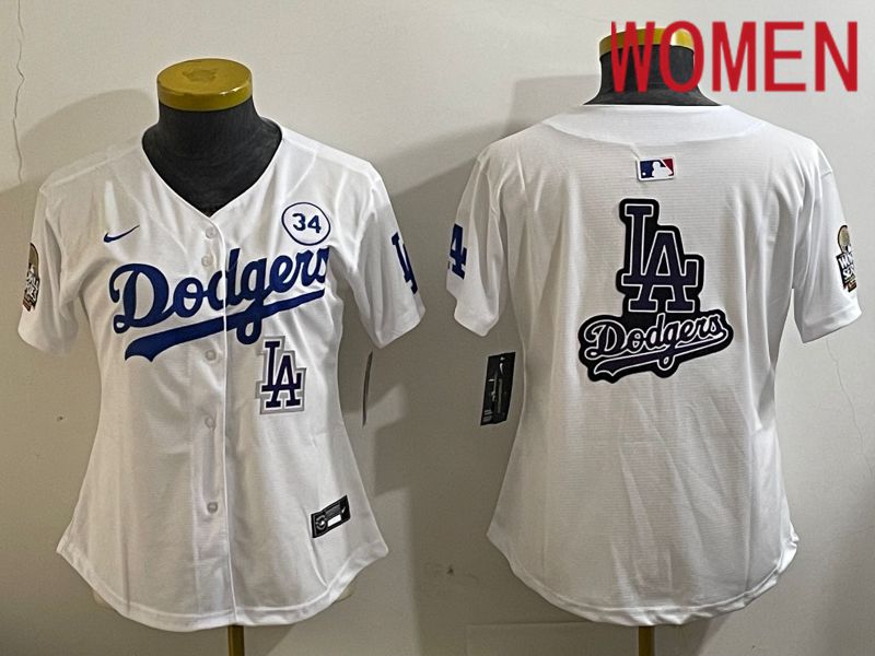 Women Los Angeles Dodgers Blank White Game 2024 Nike MLB Jersey style 11217